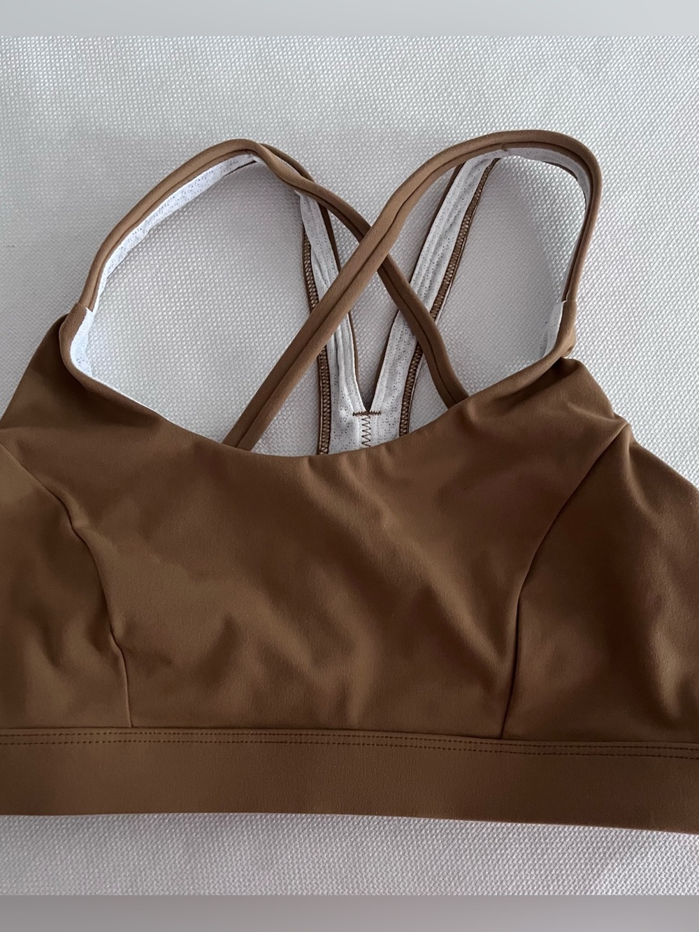 Running Girl Cross-Back Crop Bralette - Brown